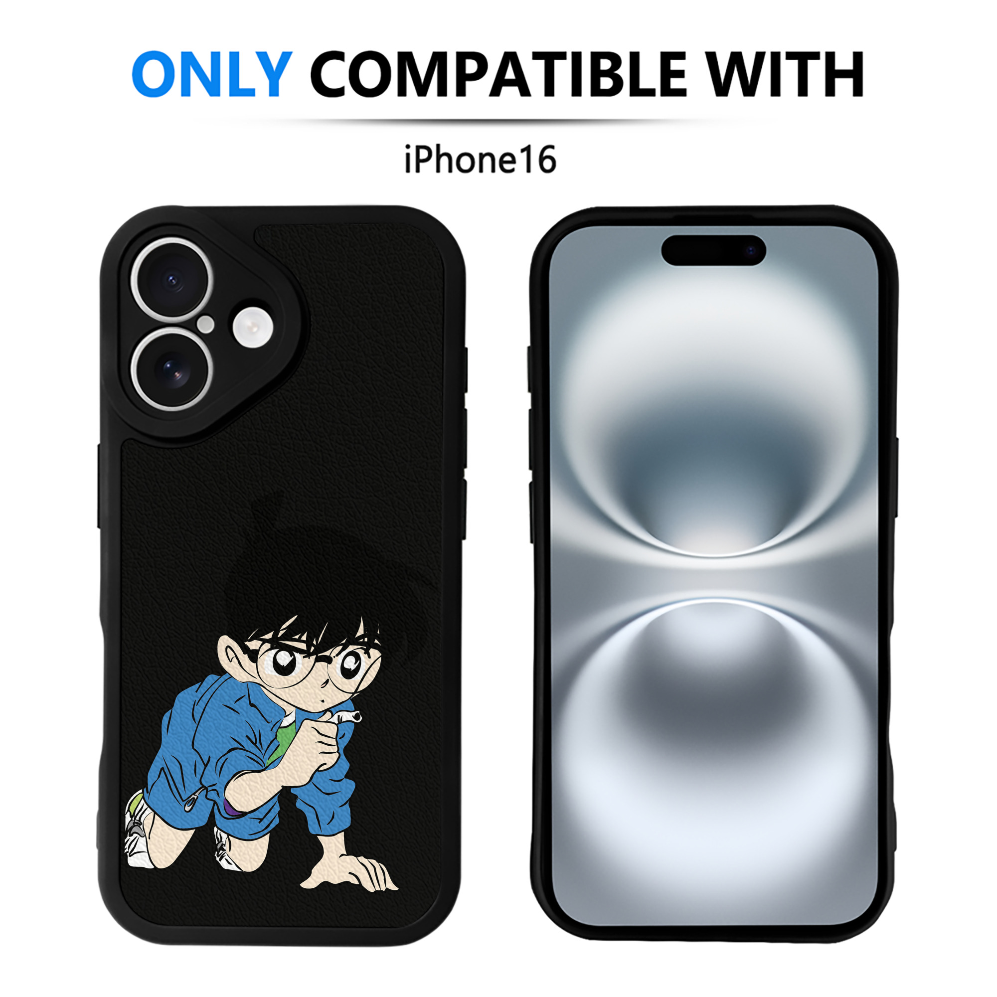（画像用） 名探偵コナン 江戸川 コナン Detective Conan Conan Edogawa 【iPhone 16シリーズ対応】シリコンスマホケース（レザー調） 材質：シリコン